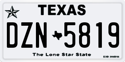 TX license plate DZN5819