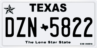 TX license plate DZN5822