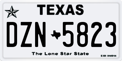 TX license plate DZN5823