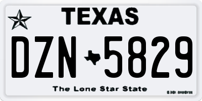 TX license plate DZN5829
