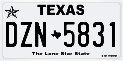 TX license plate DZN5831