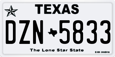 TX license plate DZN5833