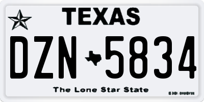 TX license plate DZN5834