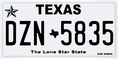 TX license plate DZN5835