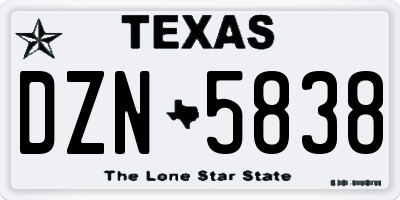 TX license plate DZN5838