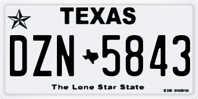 TX license plate DZN5843