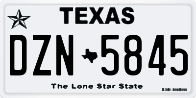 TX license plate DZN5845