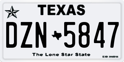 TX license plate DZN5847