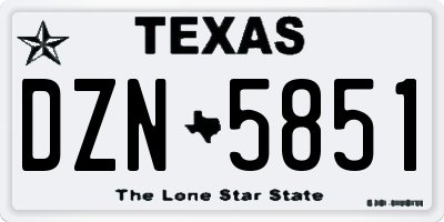 TX license plate DZN5851