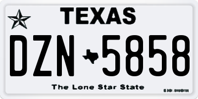 TX license plate DZN5858
