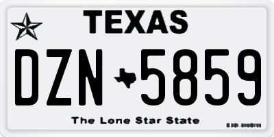 TX license plate DZN5859