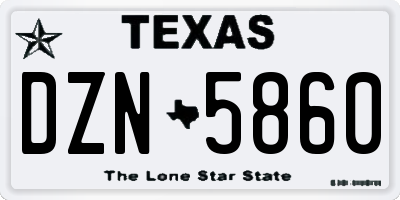TX license plate DZN5860