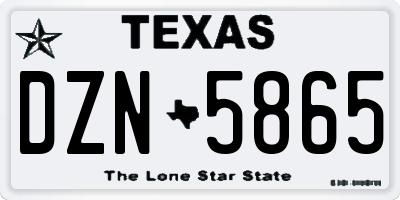 TX license plate DZN5865