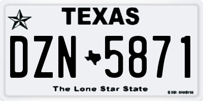 TX license plate DZN5871