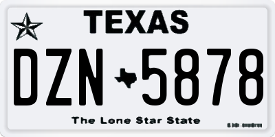 TX license plate DZN5878