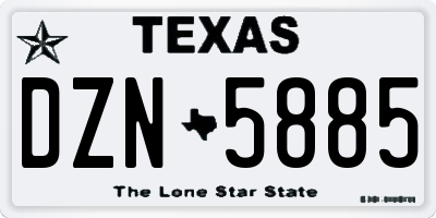 TX license plate DZN5885