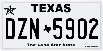 TX license plate DZN5902