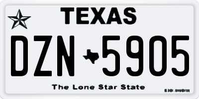 TX license plate DZN5905