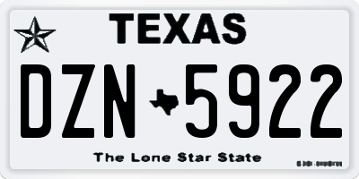 TX license plate DZN5922