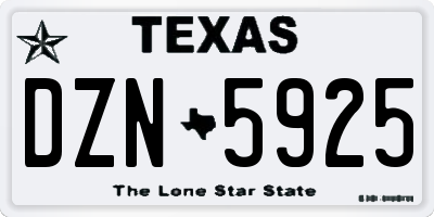 TX license plate DZN5925