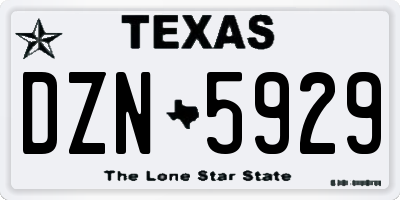 TX license plate DZN5929