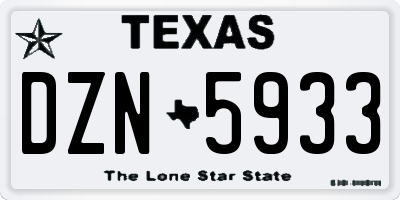 TX license plate DZN5933