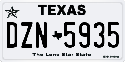 TX license plate DZN5935