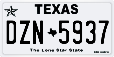 TX license plate DZN5937