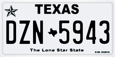 TX license plate DZN5943