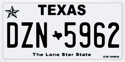 TX license plate DZN5962