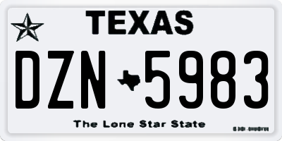 TX license plate DZN5983