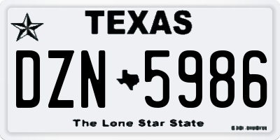 TX license plate DZN5986