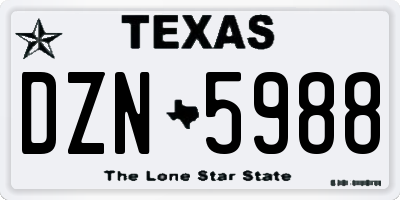 TX license plate DZN5988