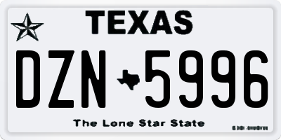 TX license plate DZN5996