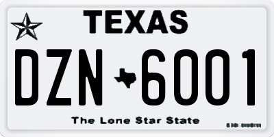 TX license plate DZN6001