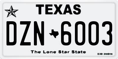 TX license plate DZN6003