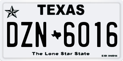 TX license plate DZN6016