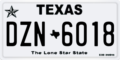 TX license plate DZN6018