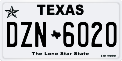 TX license plate DZN6020