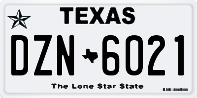 TX license plate DZN6021