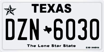 TX license plate DZN6030