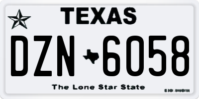 TX license plate DZN6058
