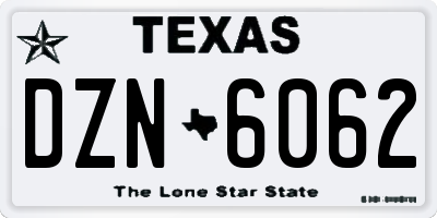 TX license plate DZN6062