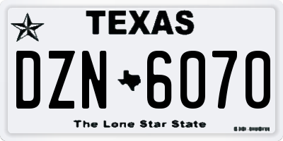 TX license plate DZN6070