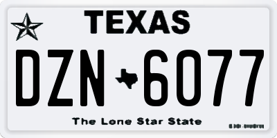 TX license plate DZN6077