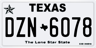 TX license plate DZN6078