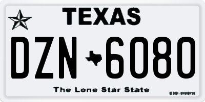TX license plate DZN6080