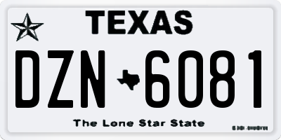 TX license plate DZN6081