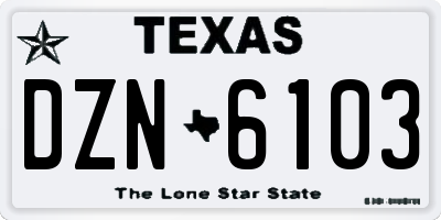 TX license plate DZN6103