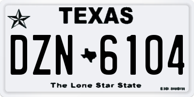 TX license plate DZN6104